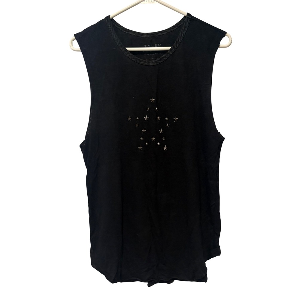 Tyler Jacobs Feel The Piece Black Star Studded Muscle Tank Top XS S Grunge Punk‎